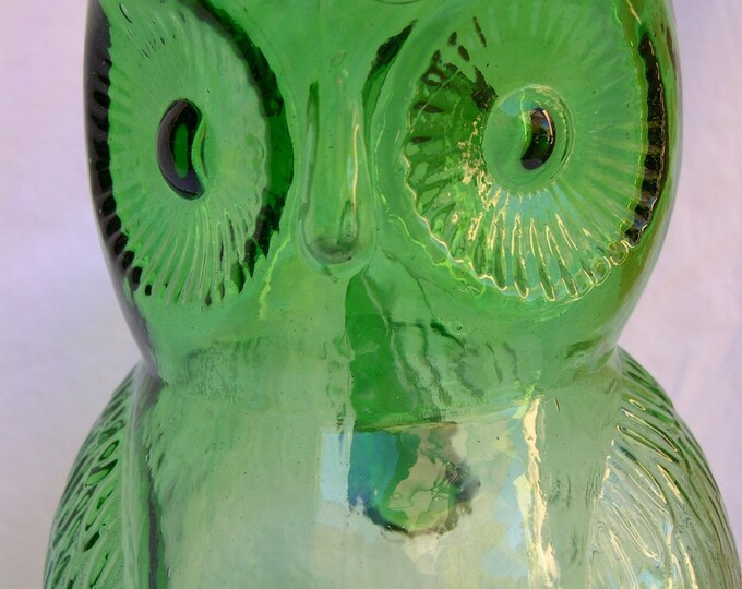 Green Glass Owl Pitcher and Cup Set RESERVED FOR TELLYMARIE Etsy