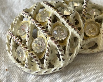 Pair Of Rhinestone And Metal Buttons