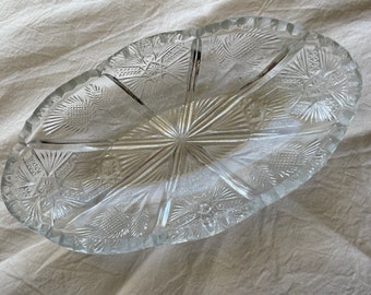 Pressed Glass Relish Dish