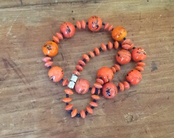 Orange Glass Bead Necklace