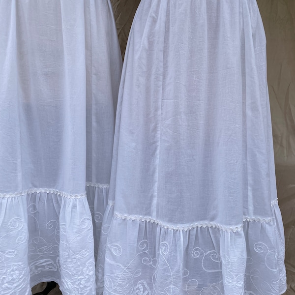 Edwardian Style Skirts in White with Fancy Flounce in Larger Size