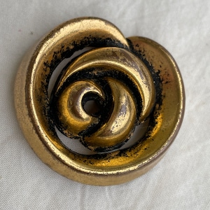 Large Vintage Brass Rose Button