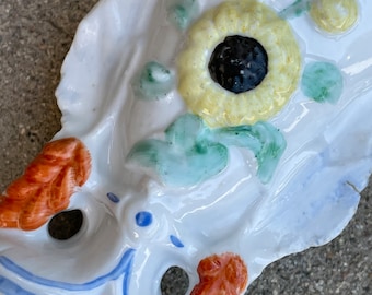 Victorian Porcelain Sunflower Spill Vase
