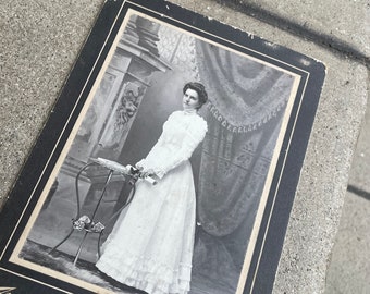 Beautiful Woman in White Cabinet Card