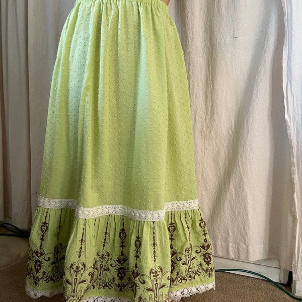 Edwardian Style  Petticoats In Chartreuse Swiss Dot And Lace