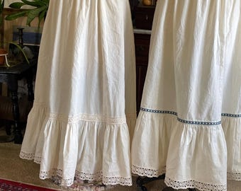 Edwardian Style  Petticoats In Muslin With Lace And Vintage Trims