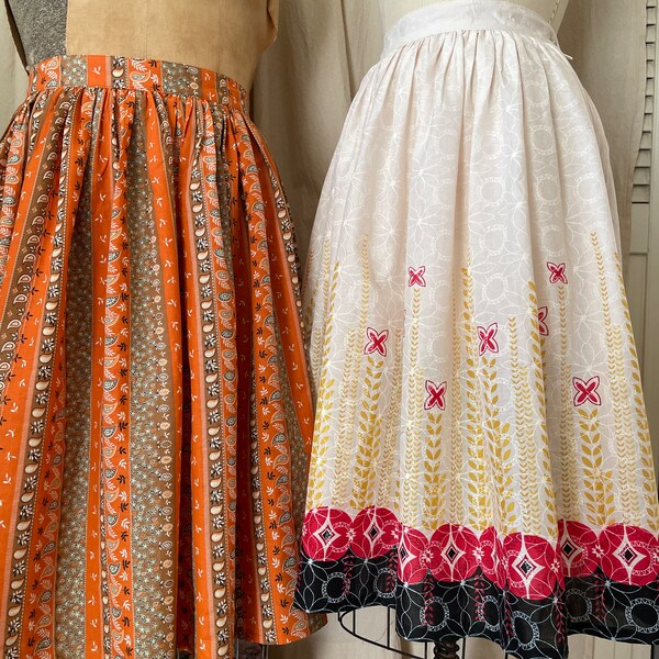 Gathered 1950s Style Novelty Print Skirts