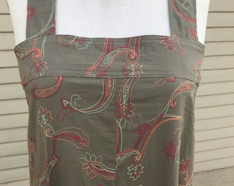 Long Vintage Style Sundress In Green Embroidery