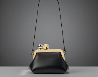 Luxury Women’s Genuine Leather Clutch Bag  Small Clasp Party Shoulder Bag