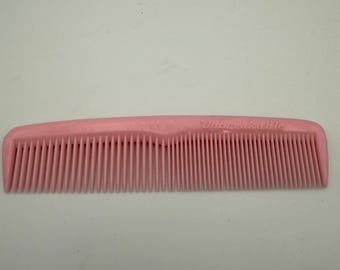 Vintage Unbreakabale Light Pink Plastic Hair Comb Wide Pocket