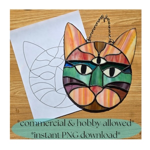Cat Stained Glass Pattern Beginner Stained Glass Pattern Stained Glass Cat Template DIY Stained Glass Design Kitty Glass Pattern Printable