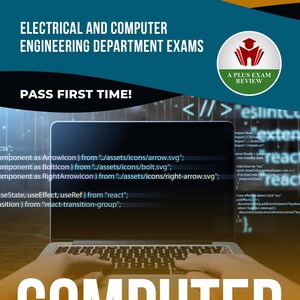 May include: A promotional image for an exam review service. The image features a laptop with code on the screen, and the text "COMPUTER PROGRAMMING EXAM" in large letters. Additional text includes "ELECTRICAL AND COMPUTER ENGINEERING DEPARTMENT EXAMS" and "PASS FIRST TIME!"