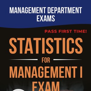 Peut inclure: Couverture de livre "Statistiques pour l'examen de gestion I" avec le texte "Examens du département de gestion" et "Réussissez du premier coup!". L'image montre une personne interagissant avec des visualisations de données. Le nom de l'auteur, Daniel Morgan, PhD, est également affiché.