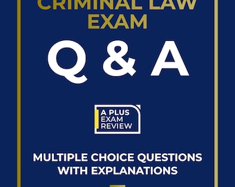 Guide d'étude de questions-réponses pour l'examen de droit pénal de Washington PDF | Préparation à l'examen du barreau A Plus | Questions à choix multiples avec explications | Téléchargement numérique