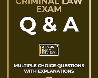 Guide d'étude de questions-réponses pour l'examen de droit pénal de Caroline du Sud | PDF de préparation à l'examen numérique | Passez l'examen du barreau en toute confiance | Révision de l'examen A Plus