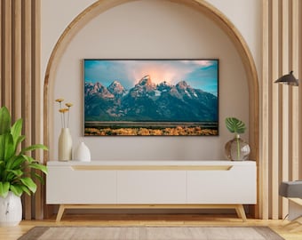 Grand Teton Golden Hour Print: Cabin Decor, Western Landscape (Digital Download)