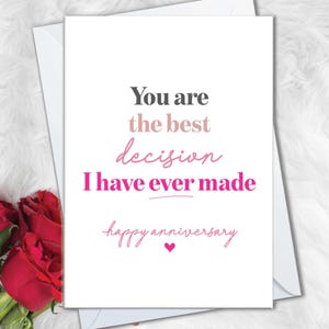 Je t'aime cartes d'anniversaire pour petit ami, carte d'anniversaire romantique pour femme, meilleure décision que j'ai jamais prise carte pour petite amie, carte de mari