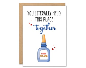 Coworker Leaving Cards, Farewell Card, We'll Miss You Card, For Colleague, Work Friend, New Job, Good Luck, Goodbye Office Gifts, Super Glue