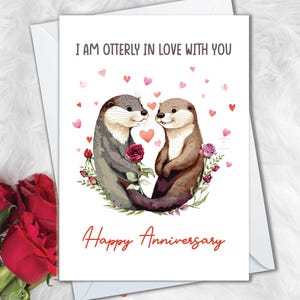 Cartes d'anniversaire de loutre pour petit ami ou petite amie, carte de loutre amoureuse de vous pour femme, jolies cartes d'anniversaire pour mari romantique