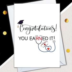 Cartes d'obtention du diplôme d'infirmière infirmière autorisée, cadeaux de félicitations pour diplômé de l'école d'infirmières infirmière autorisée, cadeaux de cartes de diplôme pour infirmières autorisées, carte d'infirmière vous l'avez bien mérité
