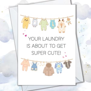 Cute Laundry Baby Shower Card, Gender Neutral Baby Cards, Laundry Is About To Get Cute Gender Reveal Card, New Parents Congratulations Gifts