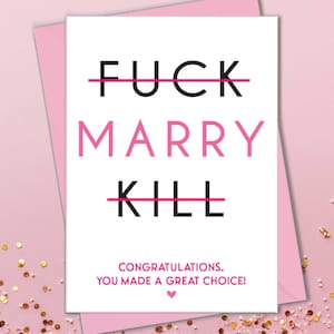 Cartes de fiançailles drôles de félicitations pour le meilleur ami, cartes de douche nuptiale, carte F Marry K * ll de la mariée ou enterrement de vie de jeune fille