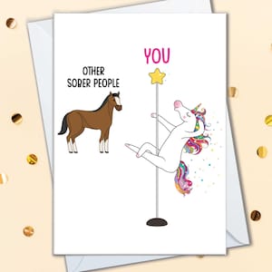 Cartes de félicitations pour la sobriété, carte d'encouragement à la sobriété pour l'abstinence, cadeaux de félicitations pour le rétablissement de la dépendance à la sobriété d'un an, licorne AA