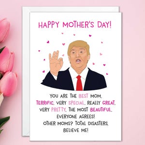 Carte Trump fête des mères, cartes drôles pour maman, carte pour femme fête des mères, carte personnalisée pour maman, meilleurs cadeaux pour maman, cadeaux pour une bonne fête des mères