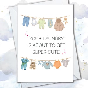 Cartes de fête de naissance bébé garçon, carte de blanchisserie garçon mignon, carte de blanchisserie est sur le point de devenir super mignonne, cadeaux de félicitations pour les parents d'un nouveau bébé garçon