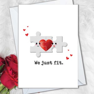 Jolies cartes d'anniversaire pour petit ami, carte We Just Fit avec pièces de puzzle pour petite amie, cartes d'anniversaire douces et simples pour mari ou femme