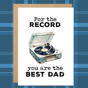 Meilleures cartes papa, cartes pour la fête des pères, jeux de mots pour papa, carte disque vinyle musique, cadeaux meilleurs papa, cartes pour mari, cartes pour fils, beau-père
