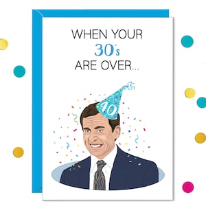 Cartes de 40e anniversaire amusantes pour lui, carte de bureau Michael, 40 cadeaux d'anniversaire pour homme, carte pour avoir 40 ans, lorsque la trentaine est terminée, pour collègue