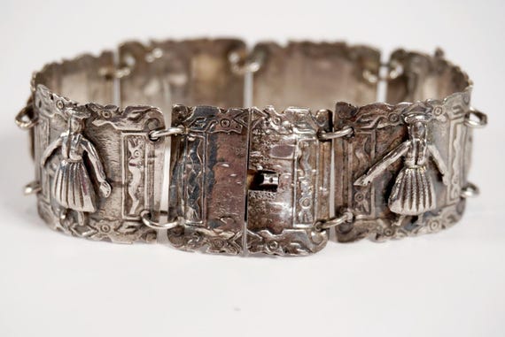 Silver Peruvian Silver Figural Bracelet - image 4