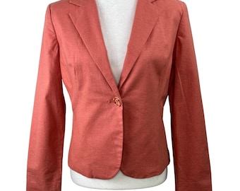 Chaqueta tipo blazer de lino color melocotón Allen by ABS, estilo vintage de los 90, talla 6, nueva con etiquetas, sin usar, estilo Y2K Coastal.