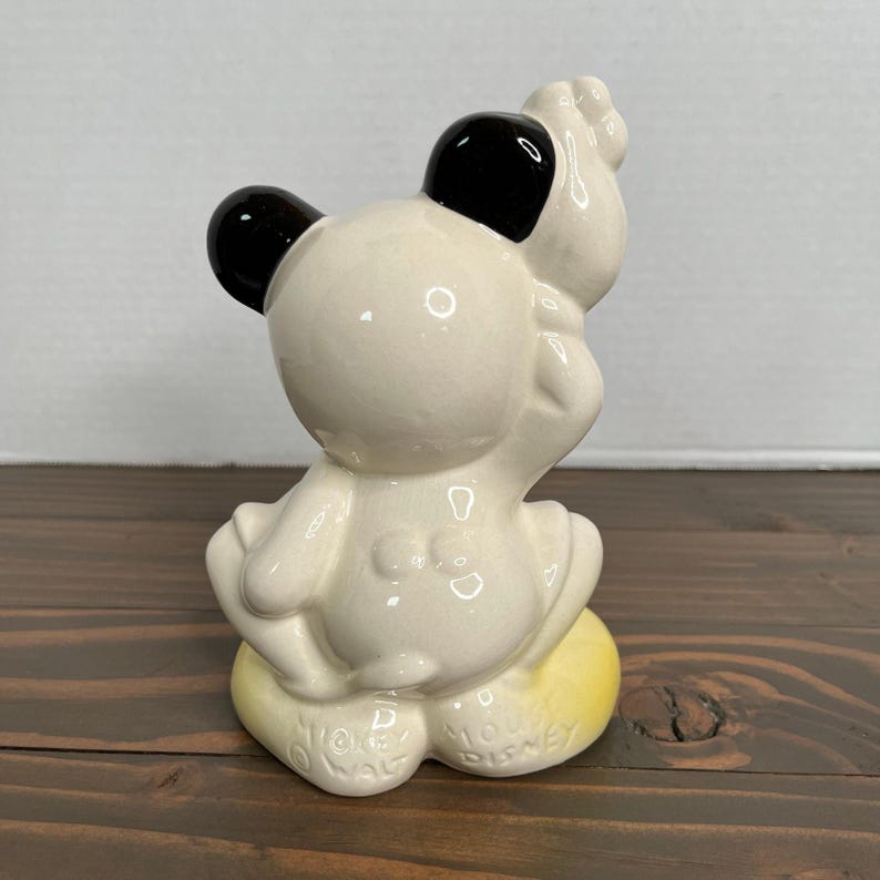 Vintage 50er Jahre Walt Disney Keramik Micky Maus Figur mit Blume 6,5 "USA Bild 3