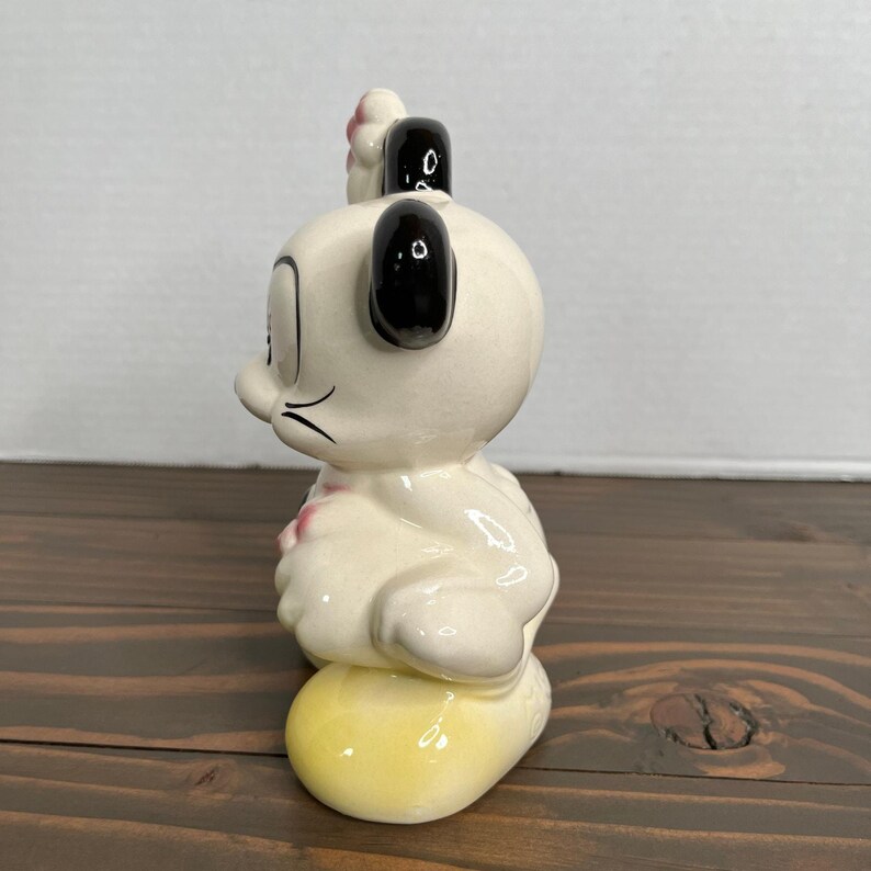 Vintage 50er Jahre Walt Disney Keramik Micky Maus Figur mit Blume 6,5 "USA Bild 2