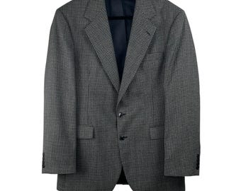 Vintage 80er 90er Haggar Schwarz Tan Hahnentritt Tweed Blazer Sport Mantel 42L Made USA Traditionelle Ivy League