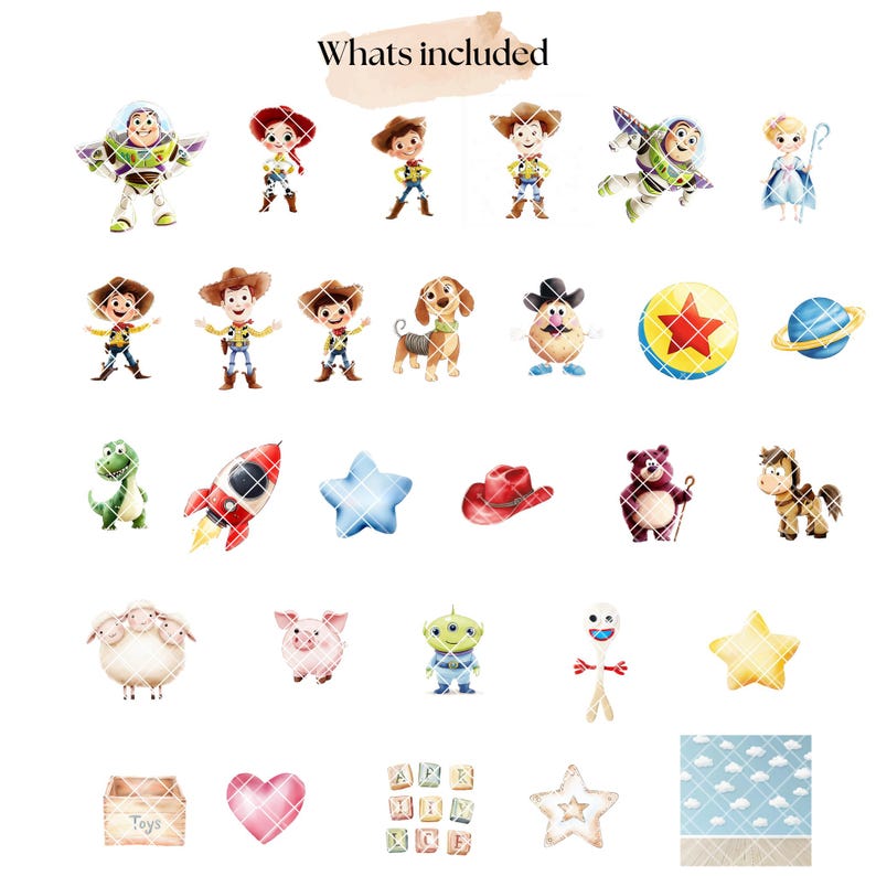 Pakiet clipartów „Toy Story”: akwarelowy kowboj i motyw kosmiczny (6400px PNG do pobrania w formacie cyfrowym, 300 DPI) zdjęcie 2