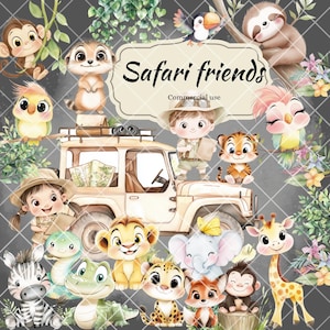 Safari Tiere Clipart | Dschungeltier PNGs | Safari Babyparty, Safari Geburtstag, Tier Geburtstag, Tier Journal, Dschungel Thema Png