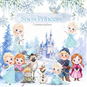 Clip art de acuarela de Frozen, cumpleaños de Elsa, Elsa Png, diario basura con temática de Elsa, álbum de recortes