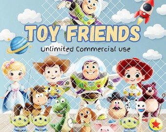 Toy Story Clipart Bundle: Watercolor Cowboy & Space Theme (6400px PNG Digital Download 300 DPI)