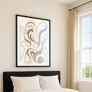 Minimalist Abstract Line Art Print: Black and White Scandinavian Decor (Digital Download