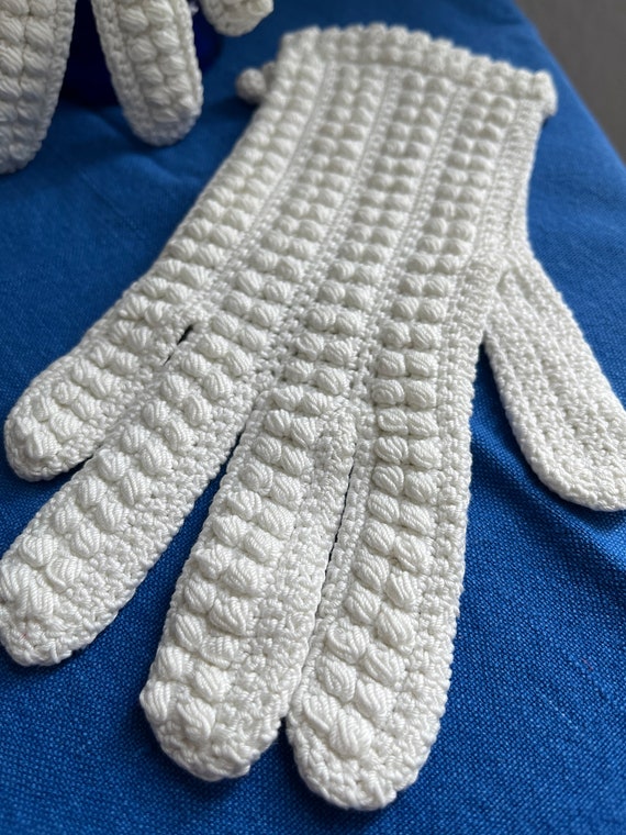 Vintage french hand crochet wrist gloves - image 2