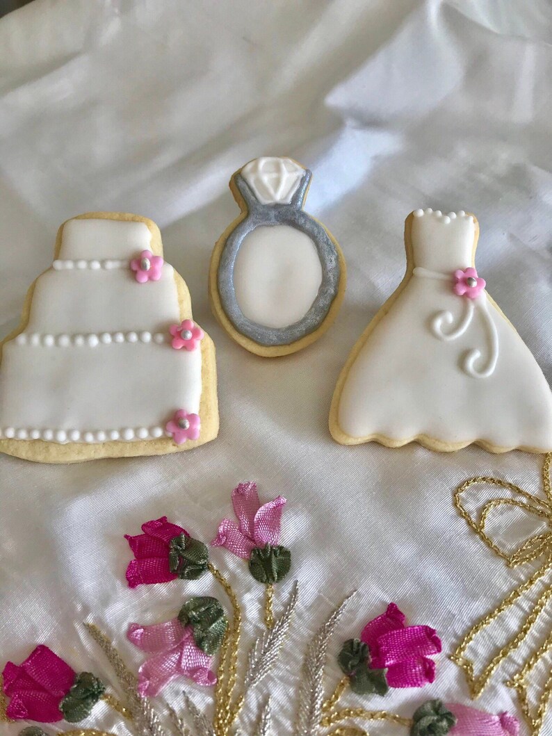 White and blush wedding cookie favors 1 dozen Etsy