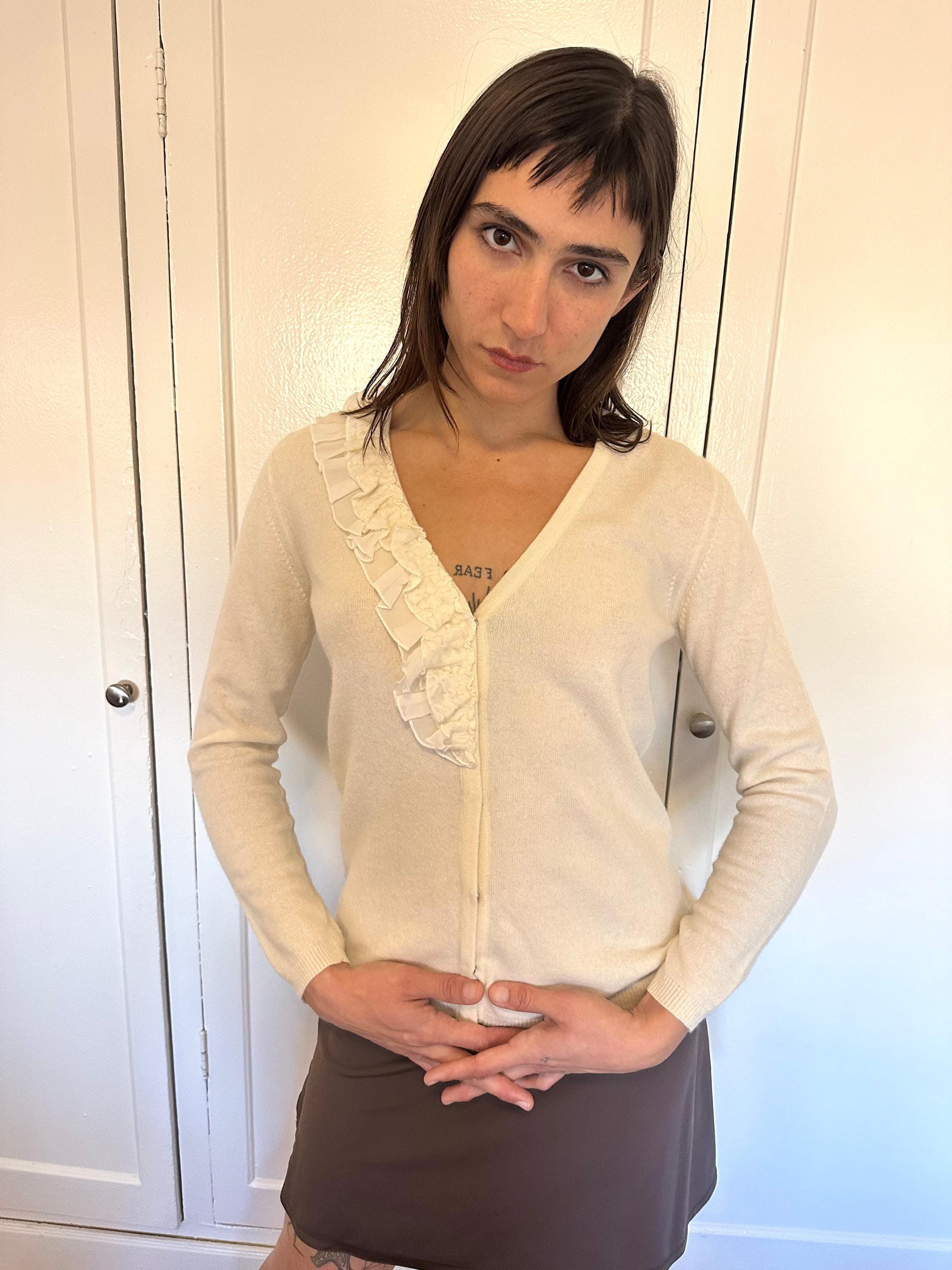 Blugirl Blumarine - White Snap Ruffle Cardi - Etsy