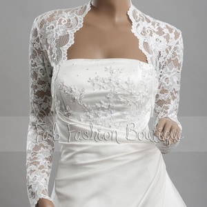 Stretchy lace wedding bridal evening long sleeved bolero jacket shrug Size S-XL, 2XL-4XL
