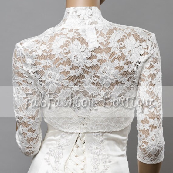 Stretchy Lace Wedding Bridal Evening 3 4 Sleeved Bolero Jacket Etsy