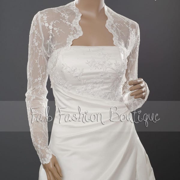 Bridal wedding long sleeved lace bolero jacket shrug Size S-XL, 2XL-4XL