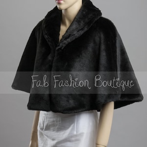 Châle noir en fausse fourrure pour mariage, caplet en fausse fourrure, châle en fausse fourrure