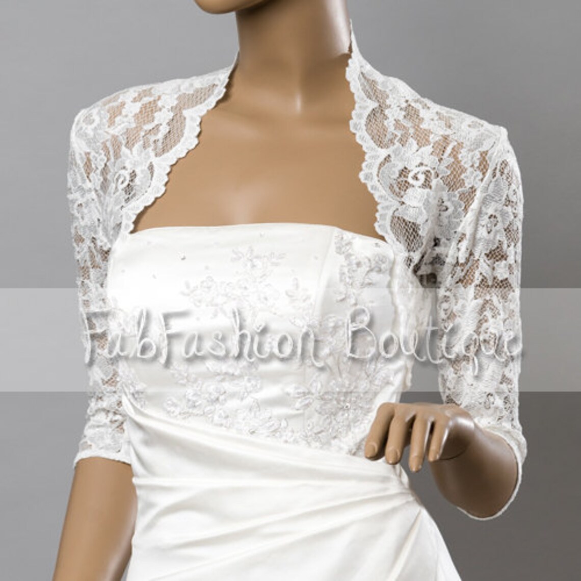 Stretchy Lace Wedding Bridal Evening 3/4 Sleeved Bolero Jacket Etsy — free download